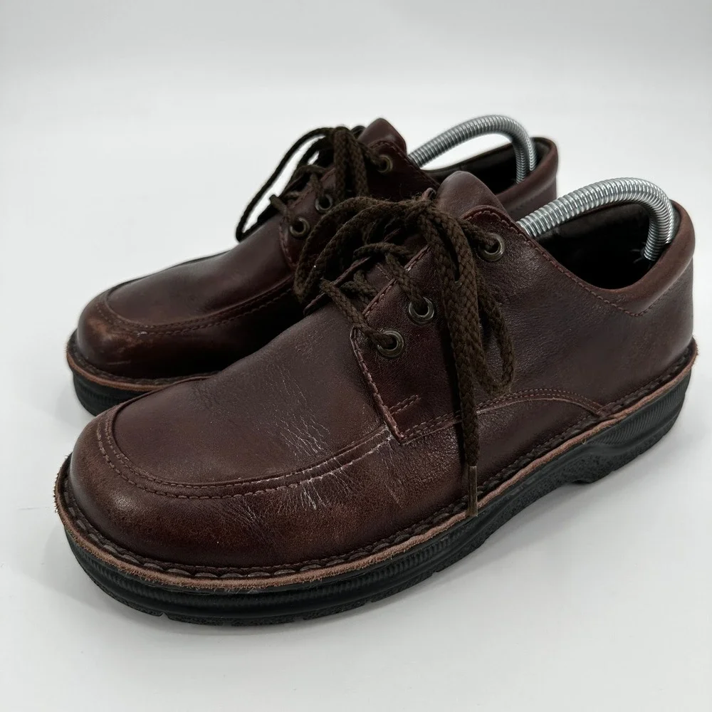 Naot Mens Brown Leather Apron Toe Lace Up Oxford Comfort Shoes‎ Size 42 Workwear